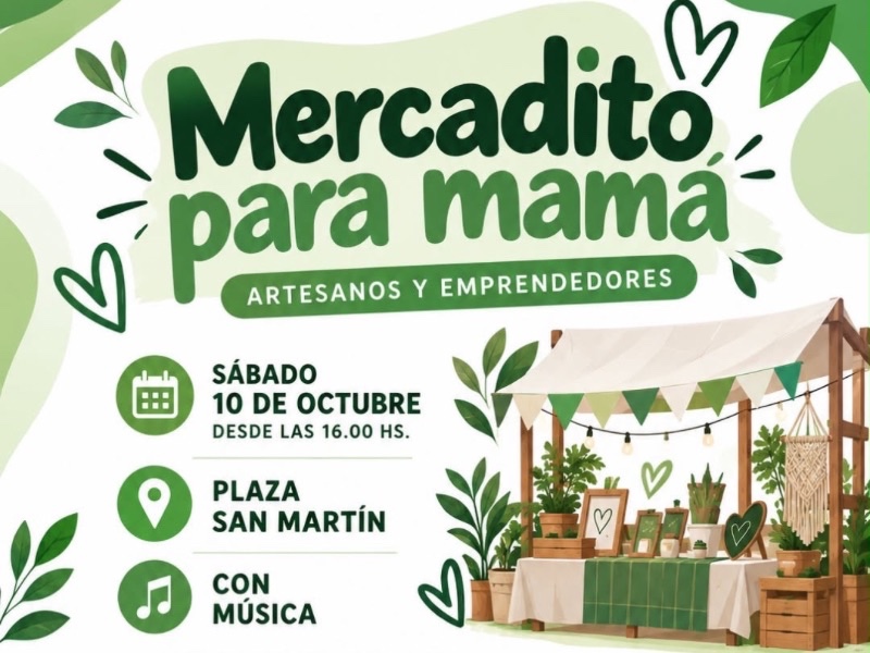 Villa del Totoral realizará una nueva edición del “Mercadito para Mamá” en Plaza San Martín